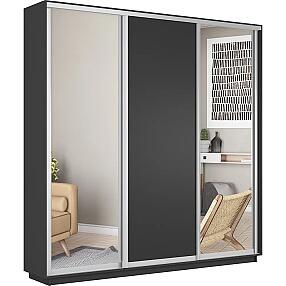 Шкаф-купе Экспресс Трио 180 Серый Диамант Зеркало ЛДСП Зеркало 1800х2400х600