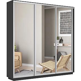 Шкаф-купе Экспресс Трио 210 Серый Диамант Зеркало 2100х2400х600