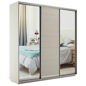 Шкаф-купе Экспресс Трио210 Ясень шимо светлый с 2-мя зеркальными фасадами