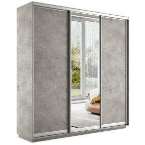 Шкаф-купе Экспресс Трио240 Бетон с зеркальным фасадом