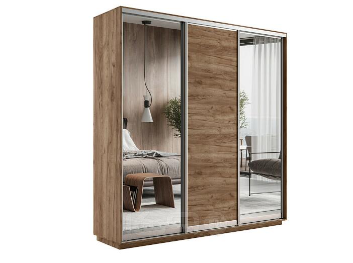 Шкаф-купе Экспресс Трио240 Крафт Табачный с 2-мя зеркальными фасадами
