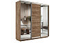 Шкаф-купе Экспресс Трио240 Крафт Табачный с 2-мя зеркальными фасадами
