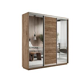 Шкаф-купе Экспресс Трио240 Крафт Табачный с 2-мя зеркальными фасадами