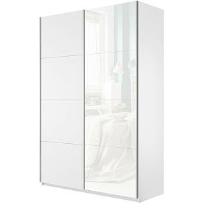 Шкаф-купе Прайм 2-х дверный (ЛДСП, Стекло) Белый снег 1600