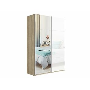 Шкаф-купе Прайм 2-х дверный с зеркалом Дуб сонома/Белый снег 1200
