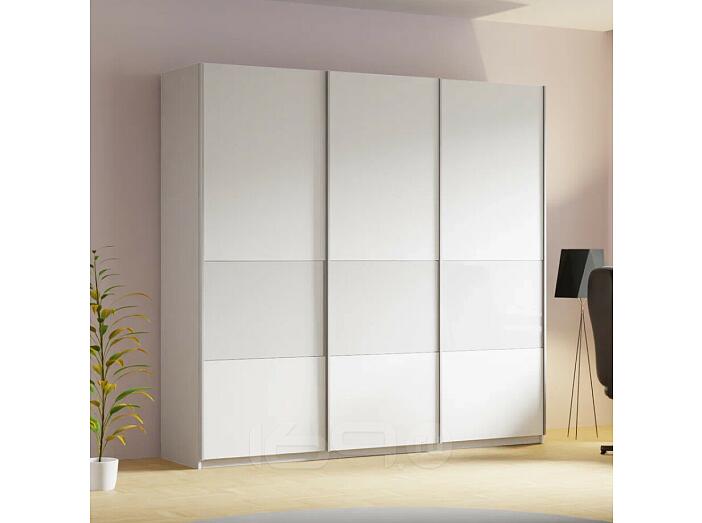 Шкаф-купе Прайм Премиум 3-х дверный (фасад дсп/стекло белое) Серебряный профиль Белый снег