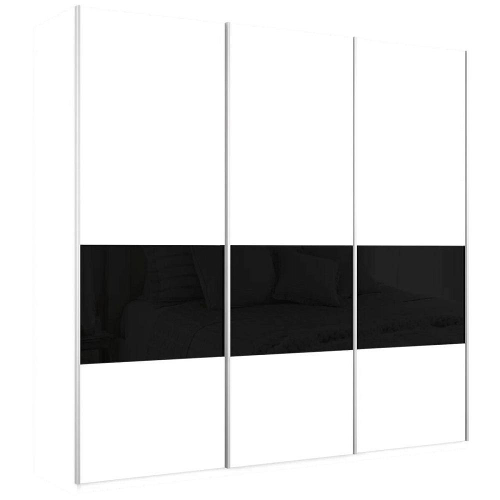 Шкаф-купе Прайм Премиум 3-х дверный (фасад дсп/стекло черное) Серебряный профиль Белый снег застежка для сумки 2 5 × 3 1 см серебряный