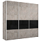 Шкаф-купе Прайм Премиум 3-х дверный (фасад дсп/стекло черное) Серебряный профиль Бетон