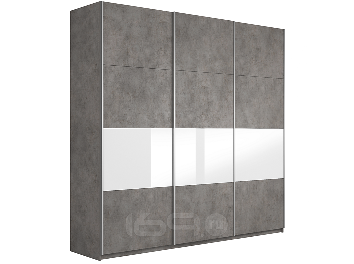 Шкаф-купе Широкий Прайм 3-х дверный (фасад дсп/стекло белое) Бетон
