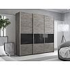 Шкаф-купе Широкий Прайм 3-х дверный (фасад дсп/стекло черное) Бетон