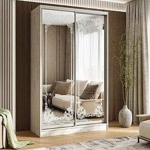 Шкаф-купе 1350x600x2244 Тринити/дуб крафт белый зеркало