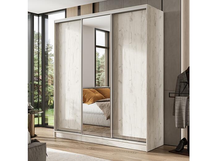 Шкаф-купе 2000x600x2244 Тринити/дуб крафт белый ЛДСП, зеркало