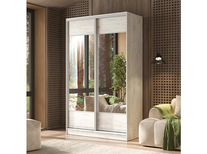 Шкаф-купе 1350x600x2244 Тринити/дуб крафт белый зеркало, ЛДСП