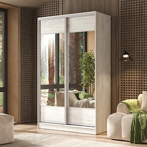 Шкаф-купе 1350x600x2244 Тринити/дуб крафт белый зеркало, ЛДСП