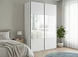 Шкаф Прайм 2 TM_L-120 Белый снег Стекло белое ЛДСП 1200*2300*570