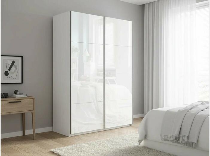 Шкаф Прайм 2 TM_L-120 Белый снег Стекло белое Стекло белое 1200*2300*570