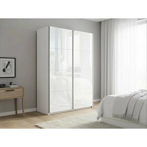 Шкаф Прайм 2 TM_L-120 Белый снег Стекло белое Стекло белое 1200*2300*570