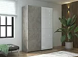 Шкаф Прайм 2 TM_L-120 Бетон ЛДСП Стекло белое 1200*2300*570