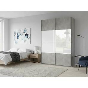 Шкаф Прайм 2 TM_L-120 Бетон Стекло белое ЛДСП 1200*2300*570