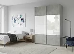 Шкаф Прайм 2 TM_L-120 Бетон Стекло белое ЛДСП 1200*2300*570