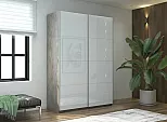 Шкаф Прайм 2 TM_L-120 Бетон Стекло белое Стекло белое 1200*2300*570