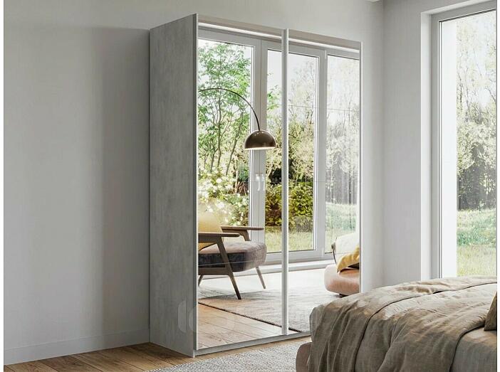 Шкаф Прайм 2 TM_L-120 Бетон Зеркало 1200*2300*570