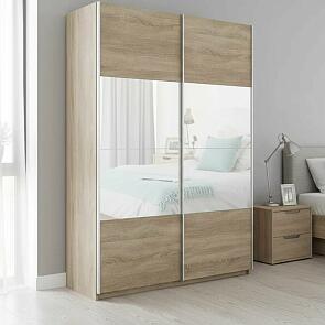 Шкаф Прайм 2 TM_L-120 Дуб Сонома Стекло белое ЛДСП 1200*2300*570