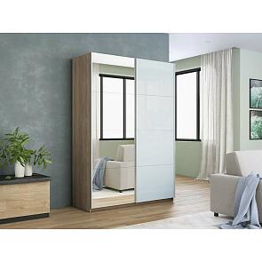 Шкаф Прайм 2 TM_L-120 Дуб Сонома Зеркало Стекло белое 1200*2300*570