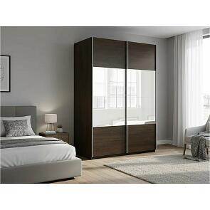 Шкаф Прайм 2 TM_L-120 Венге Стекло белое ЛДСП 1200*2300*570