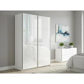 Шкаф Прайм 2 TM_L-140 Белый снег Стекло белое Стекло белое 1400*2300*570