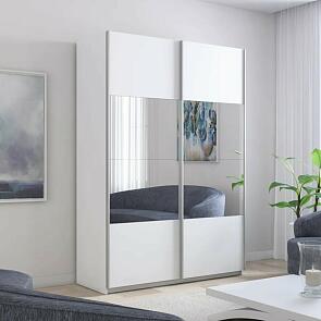 Шкаф Прайм 2 TM_L-140 Белый снег Зеркало ЛДСП 1400*2300*570