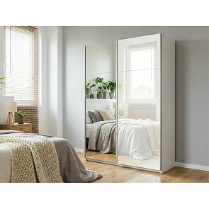 Шкаф Прайм 2 TM_L-140 Белый снег Зеркало Стекло белое 1400*2300*570