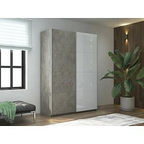 Шкаф Прайм 2 TM_L-140 Бетон ЛДСП Стекло белое 1400*2300*570
