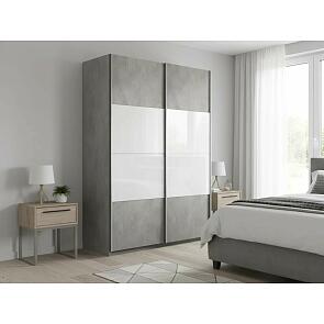 Шкаф Прайм 2 TM_L-140 Бетон Стекло белое ЛДСП 1400*2300*570