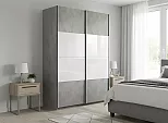 Шкаф Прайм 2 TM_L-140 Бетон Стекло белое ЛДСП 1400*2300*570