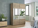 Шкаф Прайм 2 TM_L-140 Дуб Сонома Зеркало ЛДСП 1400*2300*570