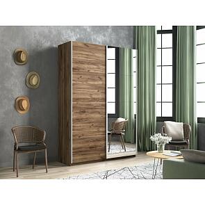 Шкаф Прайм 2 TM_L-140 Крафт Табачный ЛДСП Зеркало 1400*2300*570