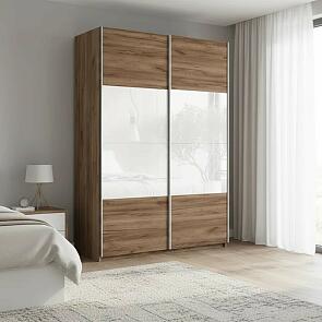 Шкаф Прайм 2 TM_L-140 Крафт Табачный Стекло белое ЛДСП 1400*2300*570