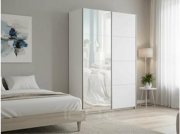 Шкаф Прайм 2 TM_L-160 Белый снег ЛДСП Стекло белое 1600*2300*570