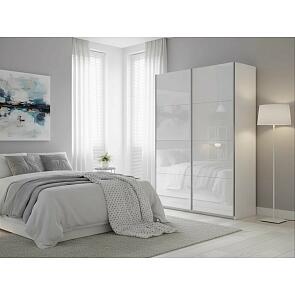 Шкаф Прайм 2 TM_L-160 Белый снег Стекло белое Стекло белое 1600*2300*570