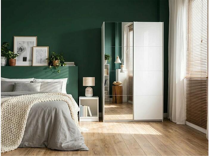 Шкаф Прайм 2 TM_L-160 Белый снег Зеркало Стекло белое 1600*2300*570