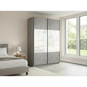 Шкаф Прайм 2 TM_L-160 Бетон Стекло белое ЛДСП 1600*2300*570