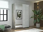 Шкаф Прайм 2 TM_L-160 Бетон Зеркало Стекло белое 1600*2300*570