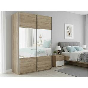 Шкаф Прайм 2 TM_L-160 Дуб Сонома Стекло белое ЛДСП 1600*2300*570