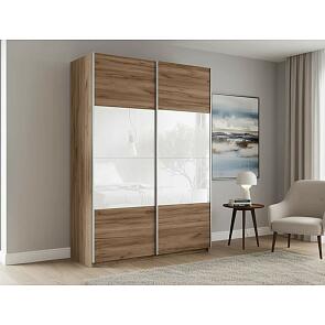 Шкаф Прайм 2 TM_L-160 Крафт Табачный Стекло белое ЛДСП 1600*2300*570