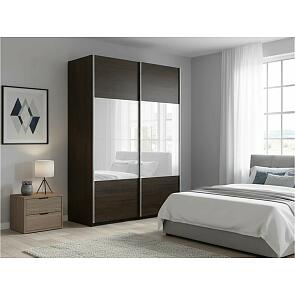 Шкаф Прайм 2 TM_L-160 Венге Стекло белое ЛДСП 1600*2300*570