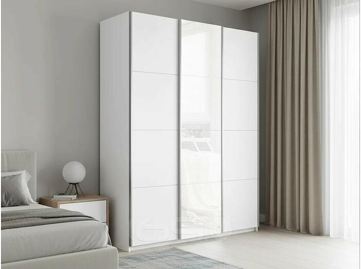 Шкаф Прайм 3 TM_L-180 Белый снег ЛДСП Стекло белое ЛДСП  1800*2300*570