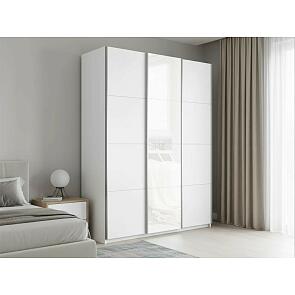 Шкаф Прайм 3 TM_L-180 Белый снег ЛДСП Стекло белое ЛДСП  1800*2300*570