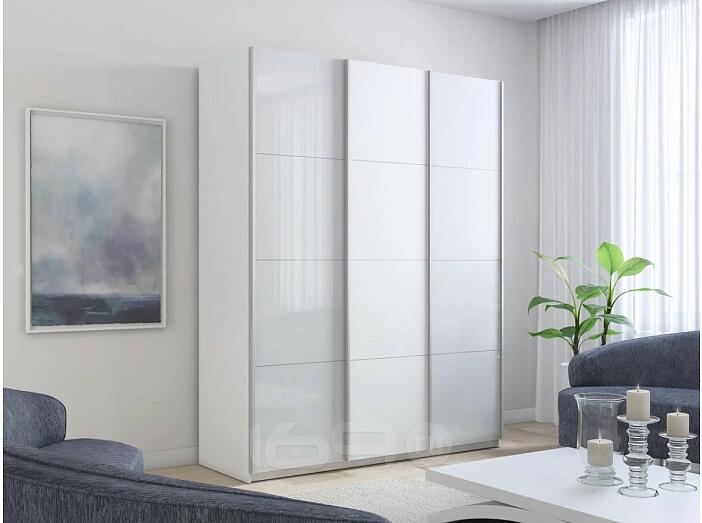 Шкаф Прайм 3 TM_L-180 Белый снег Стекло белое ЛДСП Стекло белое 1800*2300*570