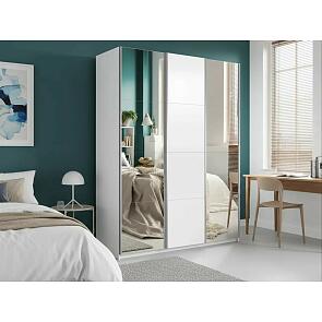 Шкаф Прайм 3 TM_L-180 Белый снег Зеркало Стекло белое Зеркало 1800*2300*570